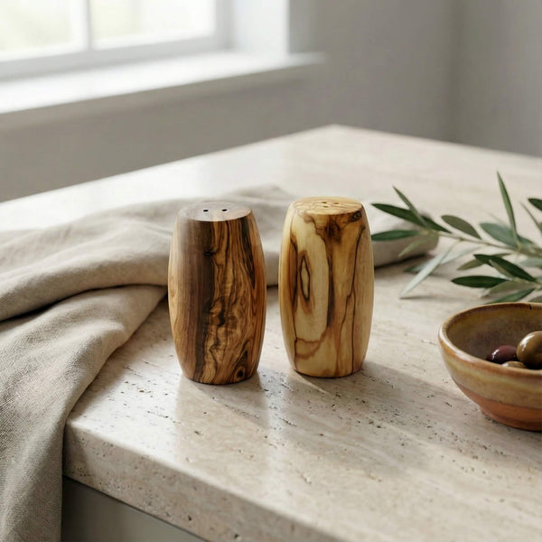 Salz- und Pfefferstreuer Set aus Olivenholz Ø 3cm, 7,5cm hoch