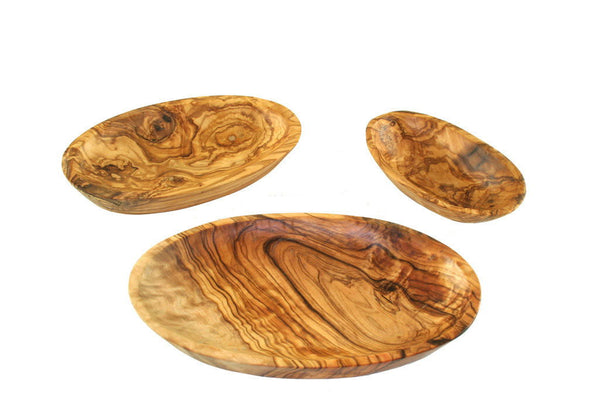 Ovale Schalen aus Olivenholz, 3er Set, 10/15/18 cm, Deko Snacks Aufbewahrung Nicer Nature - Nicer Nature