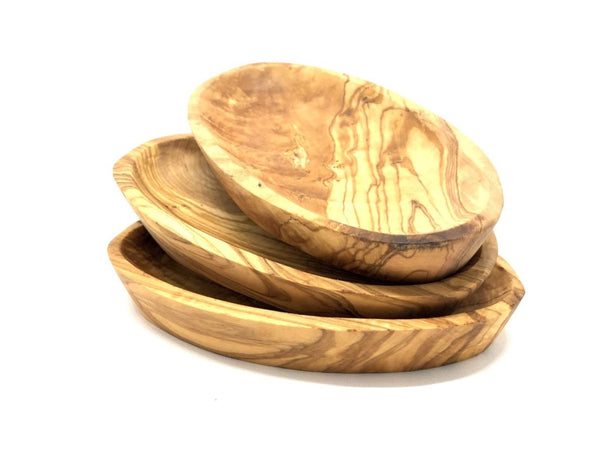 Ovale Schalen aus Olivenholz, 3er Set, 10/15/18 cm, Deko Snacks Aufbewahrung Nicer Nature - Nicer Nature